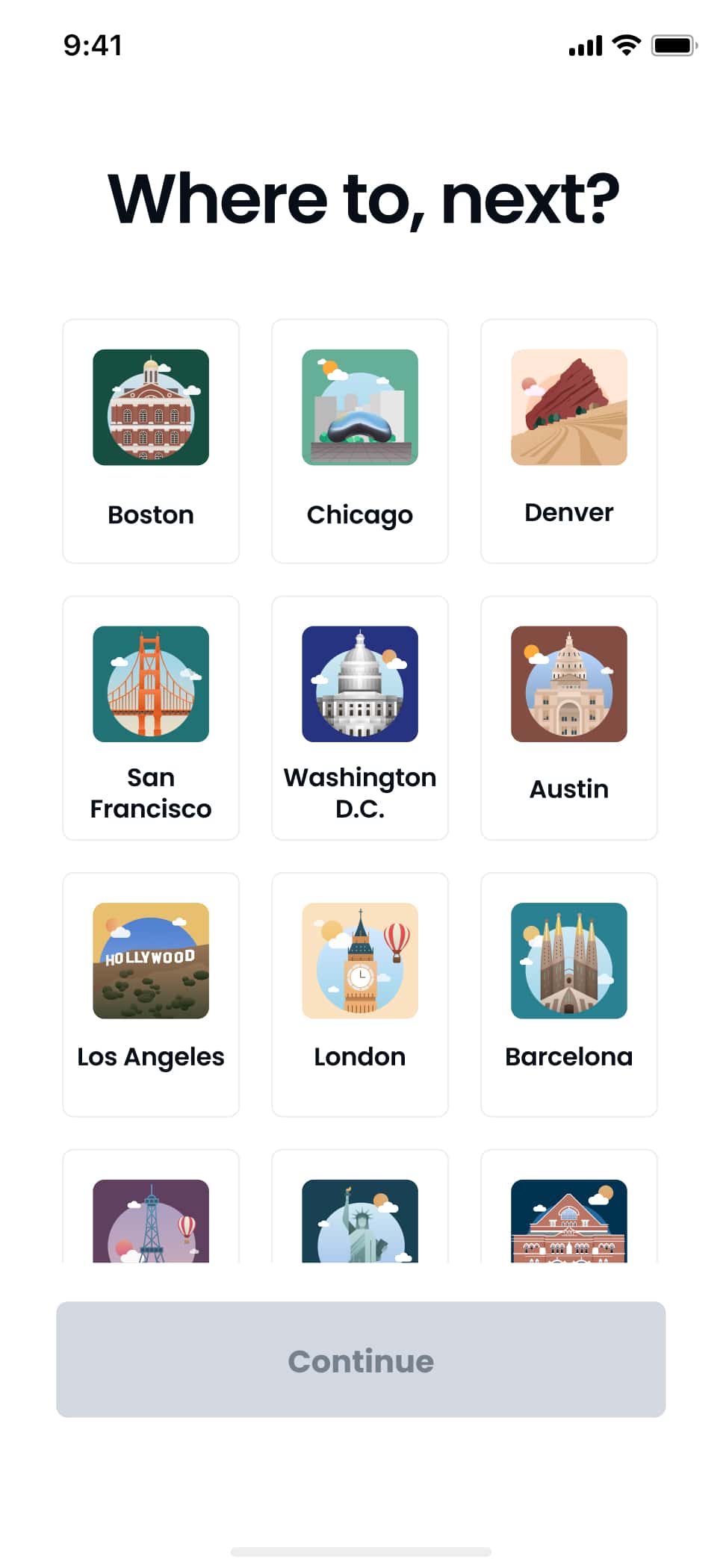 Choose a destination and create your trip